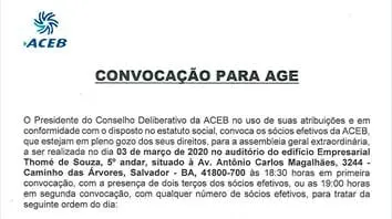 Convocação para AGE - 03 de março 2020