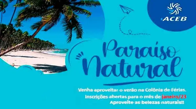 Paraiso Natural - Inscrições abertas para o período de Janeiro 2023